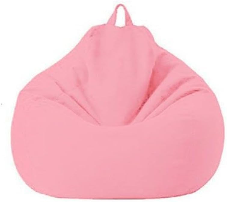 Pink,M, Stuffable Zipper Beanbag (No Filler), Cotton Canvas Beanbag with Zipper, Light and Convenient, for Organizing Toddler and Kids' Rooms Plush Toys