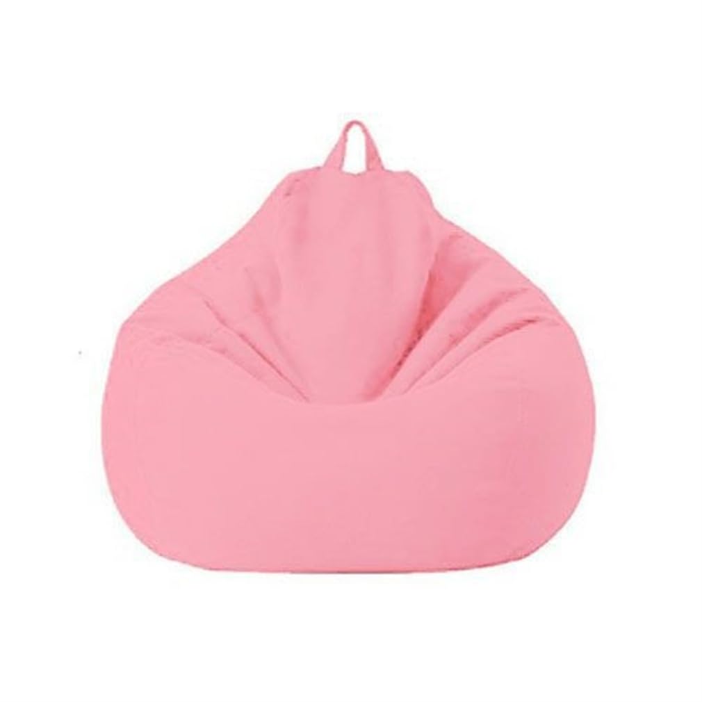 Pink,M, Stuffable Zipper Beanbag (No Filler), Cotton Canvas Beanbag with Zipper, Light and Convenient, for Organizing Toddler and Kids' Rooms Plush Toys