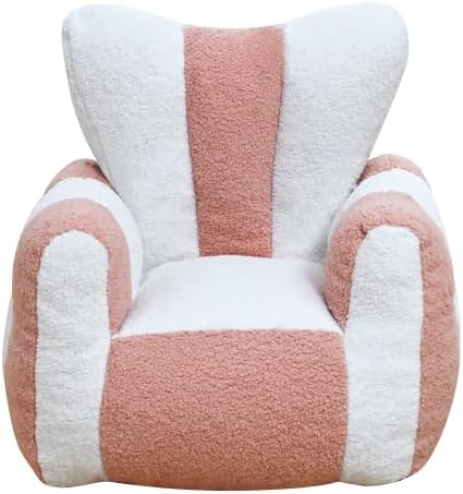 Kids Bean Bag Chair with Heart-Shaped Backrest, Soft Faux Fur Lounger