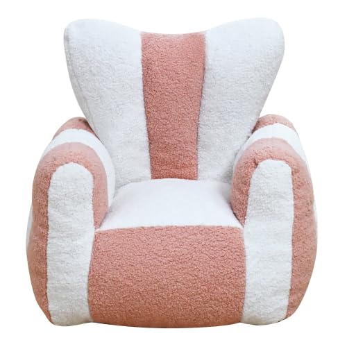 Kids Bean Bag Chair with Heart-Shaped Backrest, Soft Faux Fur Lounger