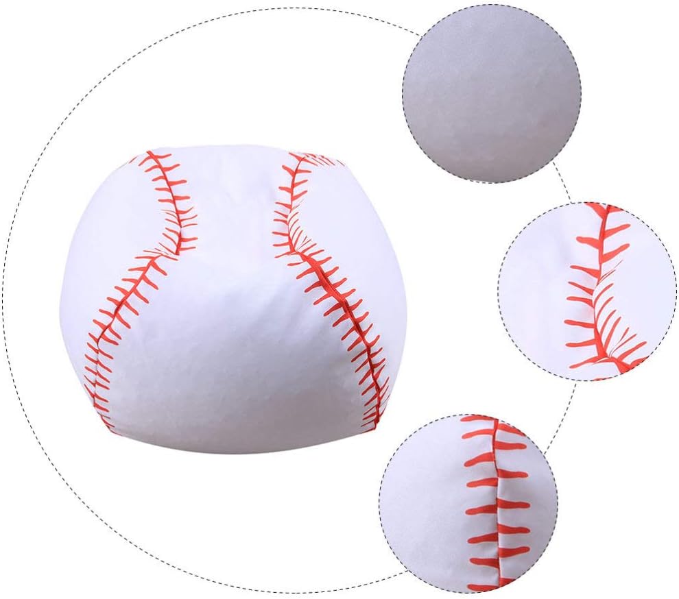 STOBOK Baseball Style Bean Bag Chair with Zipper Storage for Kids Plush Toy Organizer 17 Inch Stuffed Animal Storage and Seating for Playroom Bedroom