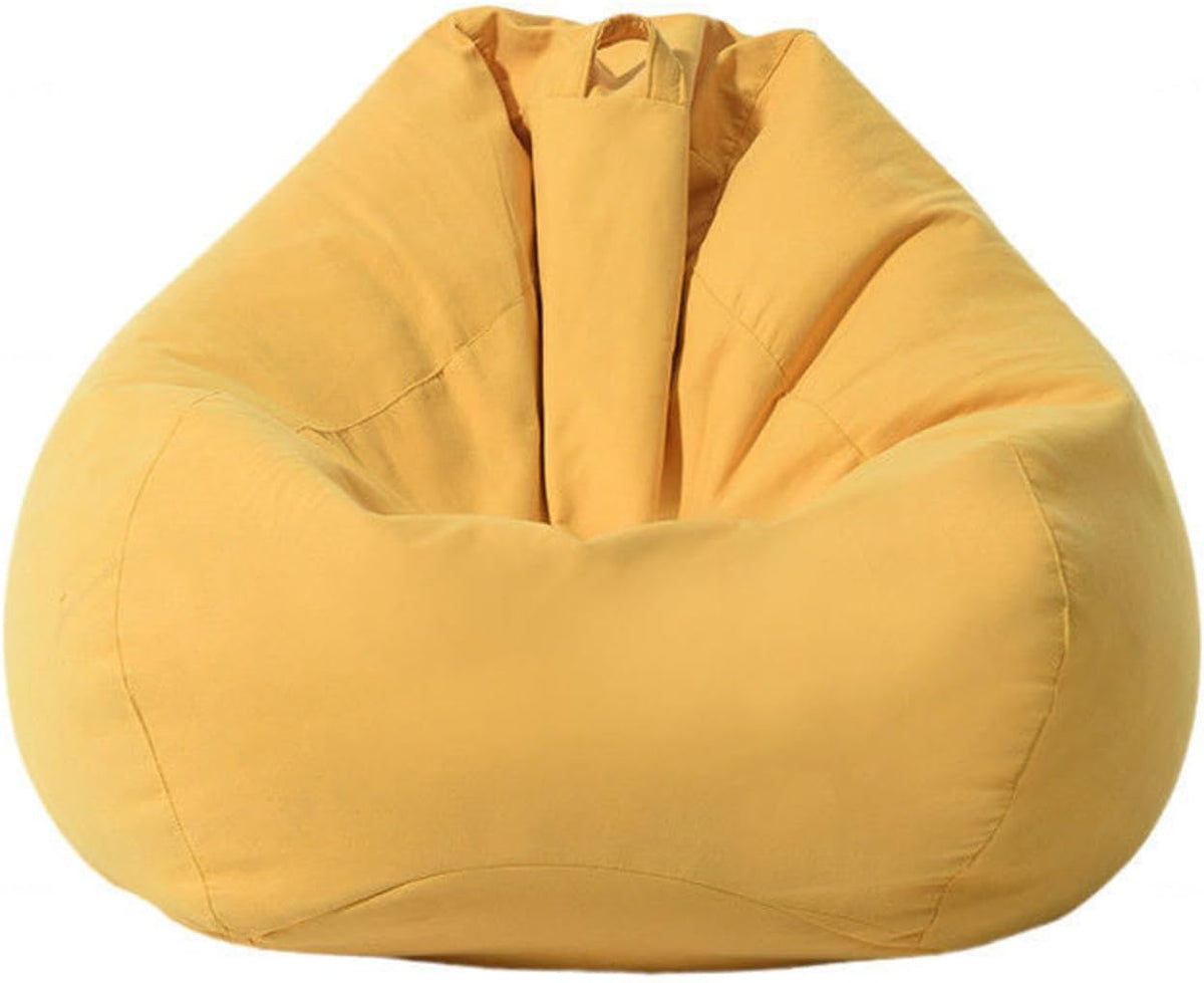 NIBHZ Stuffed Animal Storage Bean Bag Chair Cover (No Filler) for Kids and Adults.Pets Dogs/Cats Lazy Beds.Soft Premium Bean Bag for Organizing Children Plush Toys,Yellow-70X80cm