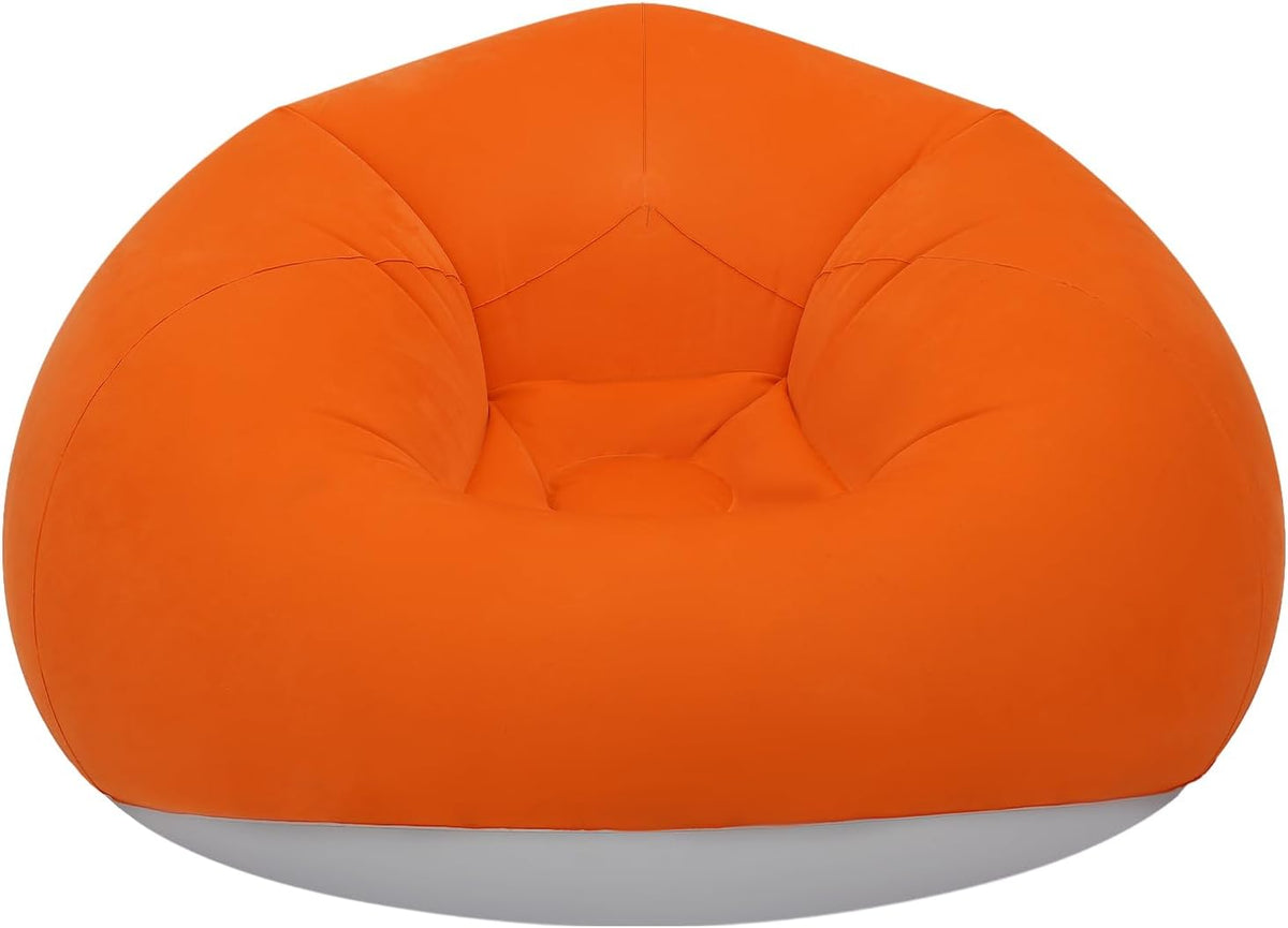 6 Pcs Inflatable Bean Bag Chair Set Blow Up Couch with Foot Pump Inflatable Chairs for Movie Night Outdoor Sofa for Camping Beach & Lounge (Orange)