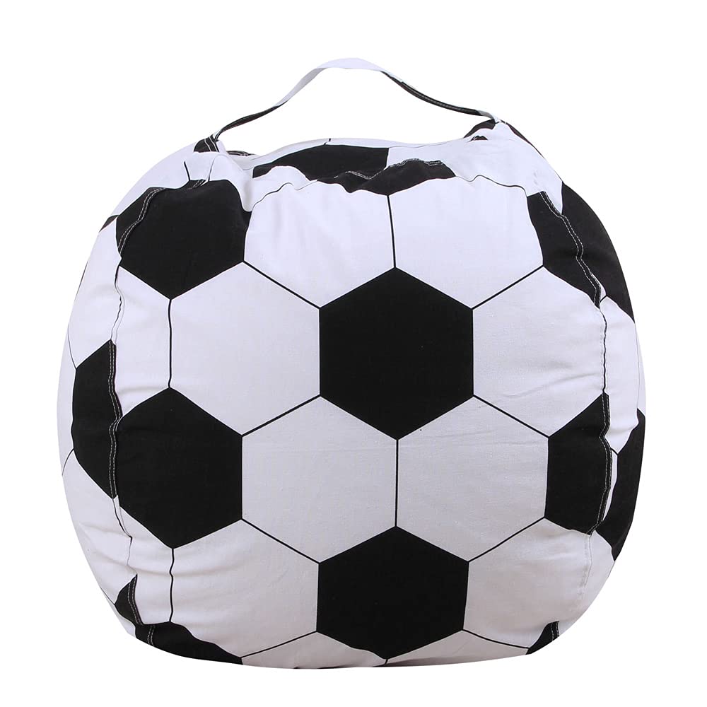 LMYOVE Stuffed Animal Storage Bean Bag Chair Cover for Kids, Organizing Plush Toys for Girls and Boys (26'', Football)