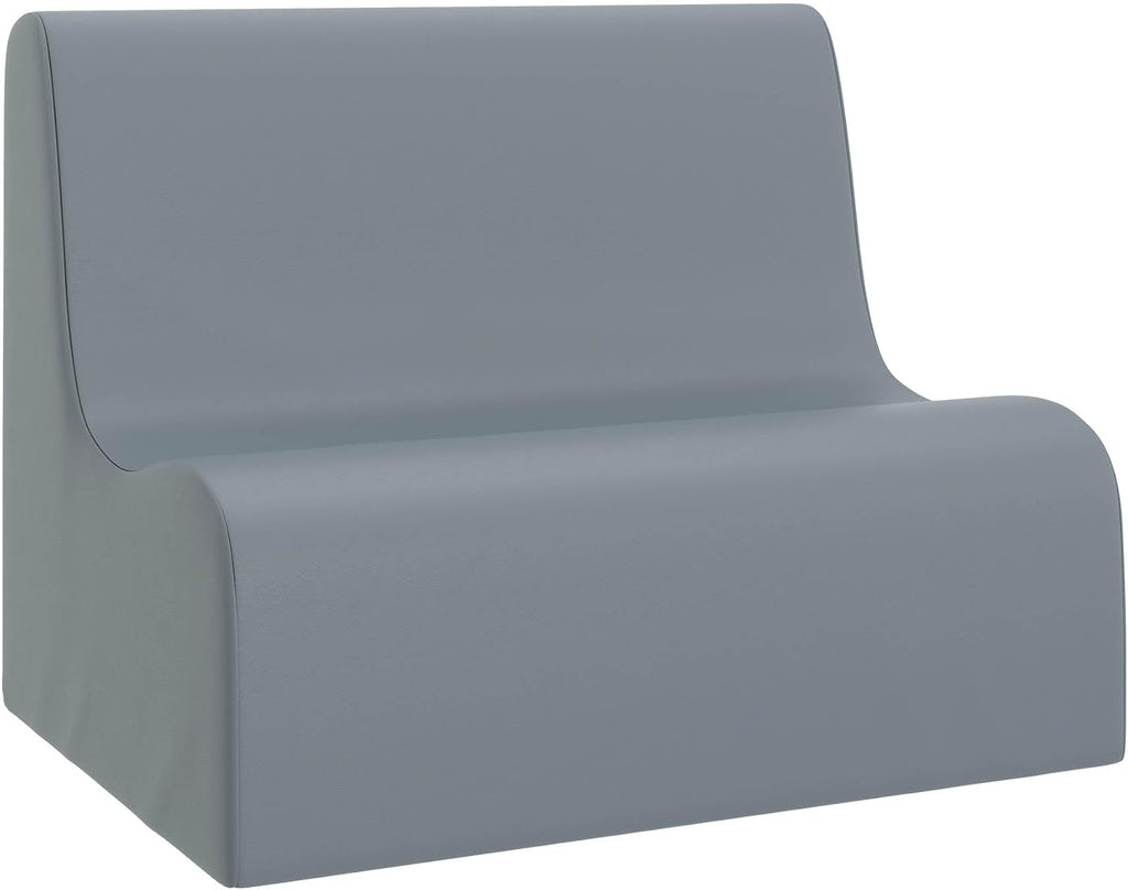 Children's Factory Medium Contour Sofa, Mix-and-Match Kids Chairs, Sofas, Corner Ottomans and Cubes, Foam-Filled and Water-Resistant, Flexible Seating for Classroom Elementary, Fog Blue Kids Couch