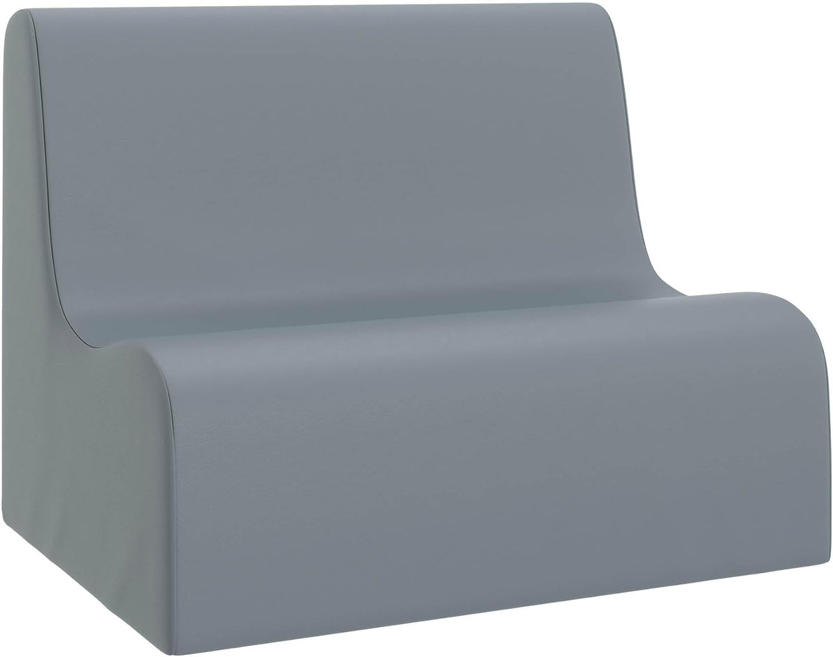 Children's Factory Medium Contour Sofa, Mix-and-Match Kids Chairs, Sofas, Corner Ottomans and Cubes, Foam-Filled and Water-Resistant, Flexible Seating for Classroom Elementary, Fog Blue Kids Couch