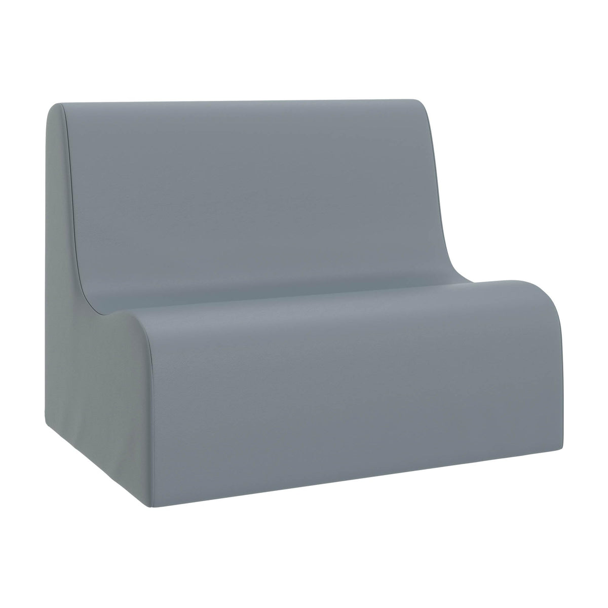 Children's Factory Medium Contour Sofa, Mix-and-Match Kids Chairs, Sofas, Corner Ottomans and Cubes, Foam-Filled and Water-Resistant, Flexible Seating for Classroom Elementary, Fog Blue Kids Couch
