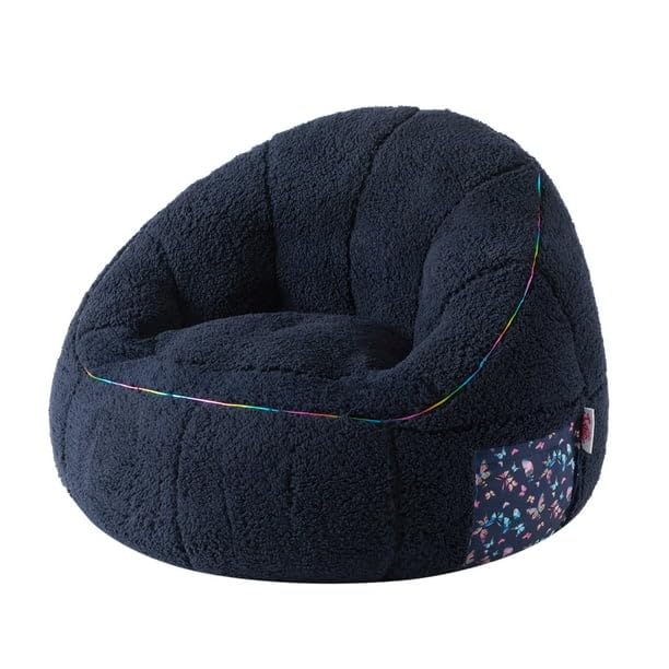 Heritage Kids Soft Teddy Sherpa Purple Bean Bag Chair with Side Pocket,Cozy Seating for Relaxing