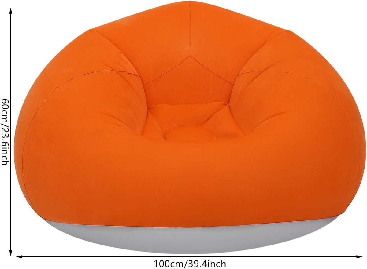 6 Pcs Inflatable Bean Bag Chair Set Blow Up Couch with Foot Pump Inflatable Chairs for Movie Night Outdoor Sofa for Camping Beach & Lounge (Orange)