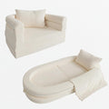 Wonder Space Kids Foam Couch with Blanket & Pillow, Pre-Assembled 3-in-1 Convertible Sofa, Indoor Foadable Lounger Chair & Flip Open Floor Bed for Boys & Girls (Ivory)