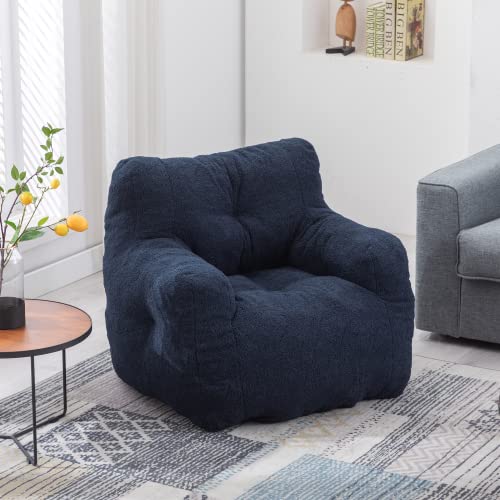Bean Bag Chair, Tufted Bean Bag Sofa with Boucle Fabric, Comfy Lazy Chair with Filler, Living Room Sofa for Adults Teens, Accent Couch for Bedroom Dorm, Coffee (White)