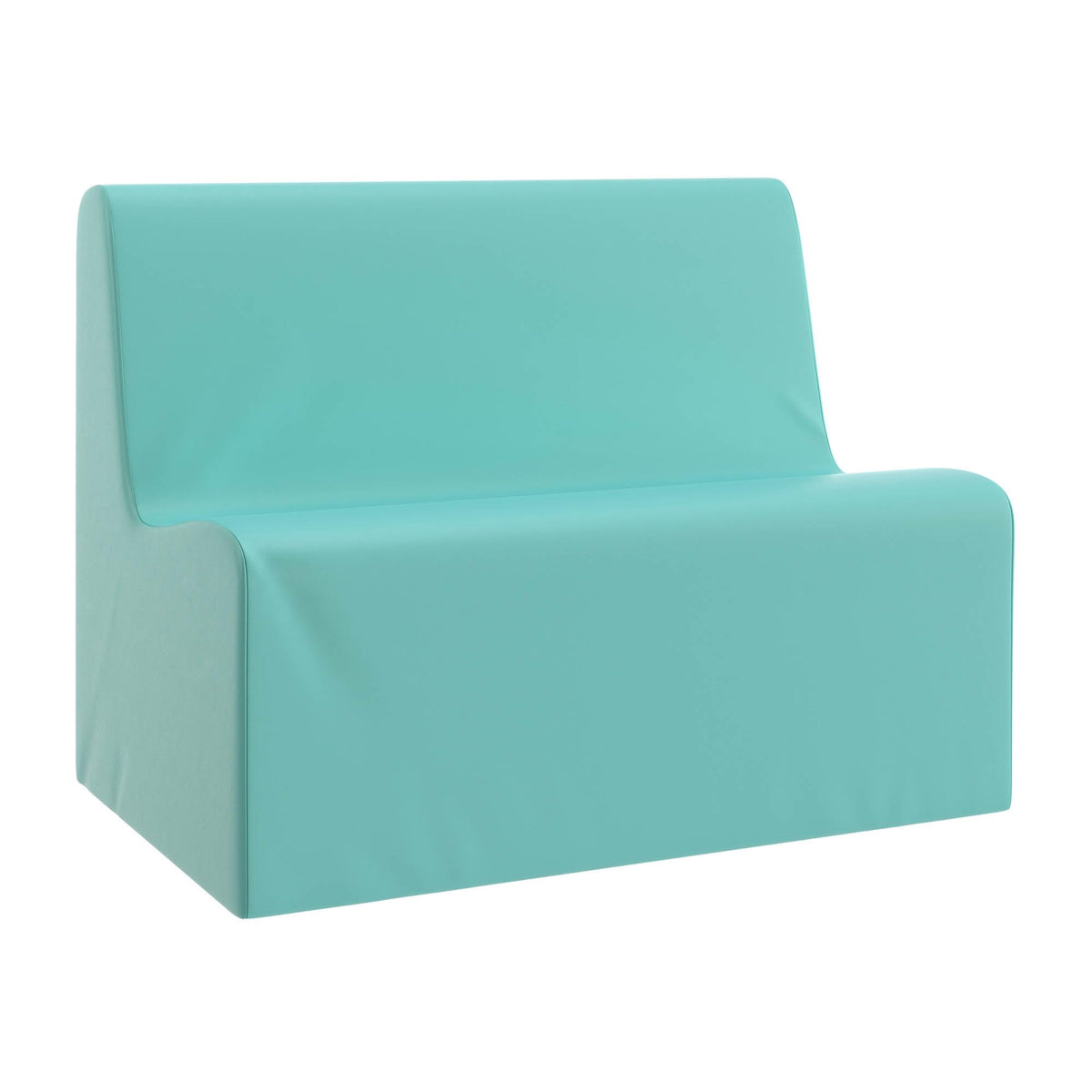 Children's Factory Medium Contour Sofa, Mix-and-Match Kids Chairs, Sofas, Corner Ottomans and Cubes, Foam-Filled and Water-Resistant, Flexible Seating for Classroom Elementary, Fog Blue Kids Couch