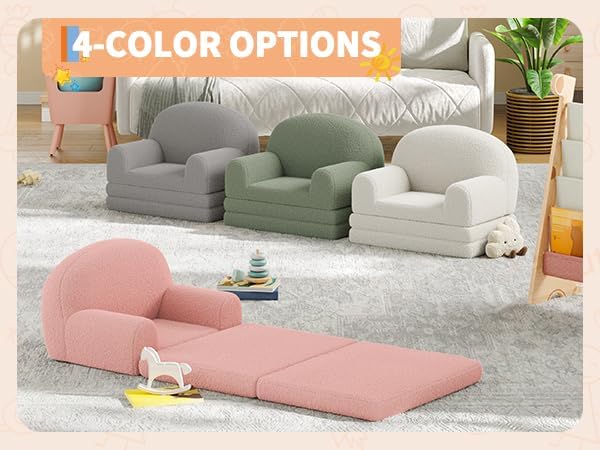 Kids Sofa Chair, Foldable Kids Couch, Fold Out Couch with Blanket