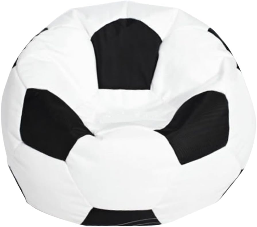 misppro Bean Bag Chair Cover Sofa Slipcover Without Filling, Plush Toys Organizer for Kids - Football White, 80cm