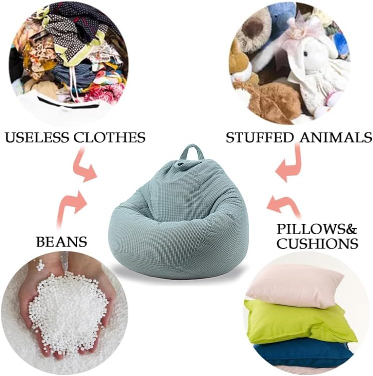 ENBAOHUI 3 Ft Bean Bag Chair Cover (No Filler) Stuffed Animal Storage Bean Bag Cover for Pets Dogs/Cats Bed Corduroy Stuffed for Organizing Plush Toys