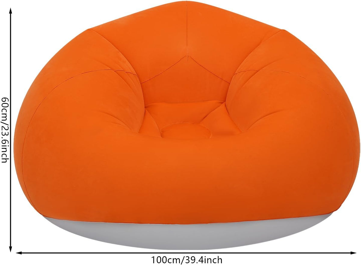 6 PCS Inflatable Chairs, Portable Inflatable Couch 330lbs Capacity Foldable Air Chairs Inflatables Deck Chair with Air Pump for Indoor Outdoor Camping (Orange)