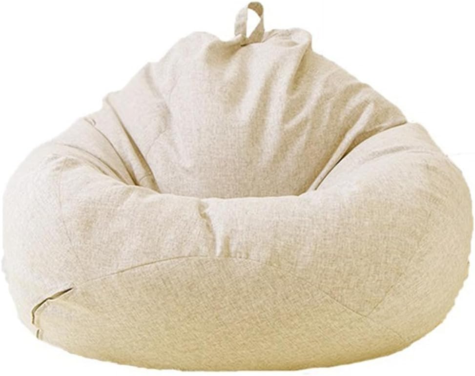 Pink,M, Stuffable Zipper Beanbag (No Filler), Cotton Canvas Beanbag with Zipper, Light and Convenient, for Organizing Toddler and Kids' Rooms Plush Toys