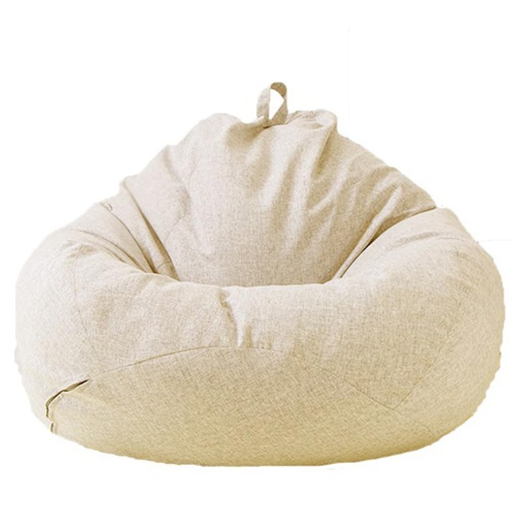 Pink,M, Stuffable Zipper Beanbag (No Filler), Cotton Canvas Beanbag with Zipper, Light and Convenient, for Organizing Toddler and Kids' Rooms Plush Toys
