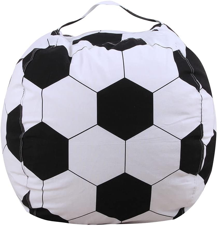 LMYOVE Stuffed Animal Storage Bean Bag Chair Cover for Kids, Organizing Plush Toys for Girls and Boys (26'', Football)