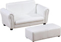 Qaba Kids Sofa with Footstool for Children, Toddler Couch for Playroom, Nursery, Living Room, Bedroom Furniture, White