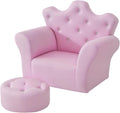 Qaba Kids Sofa Set with Footstool Baby Sofa Chair for Toddlers Girls Pink