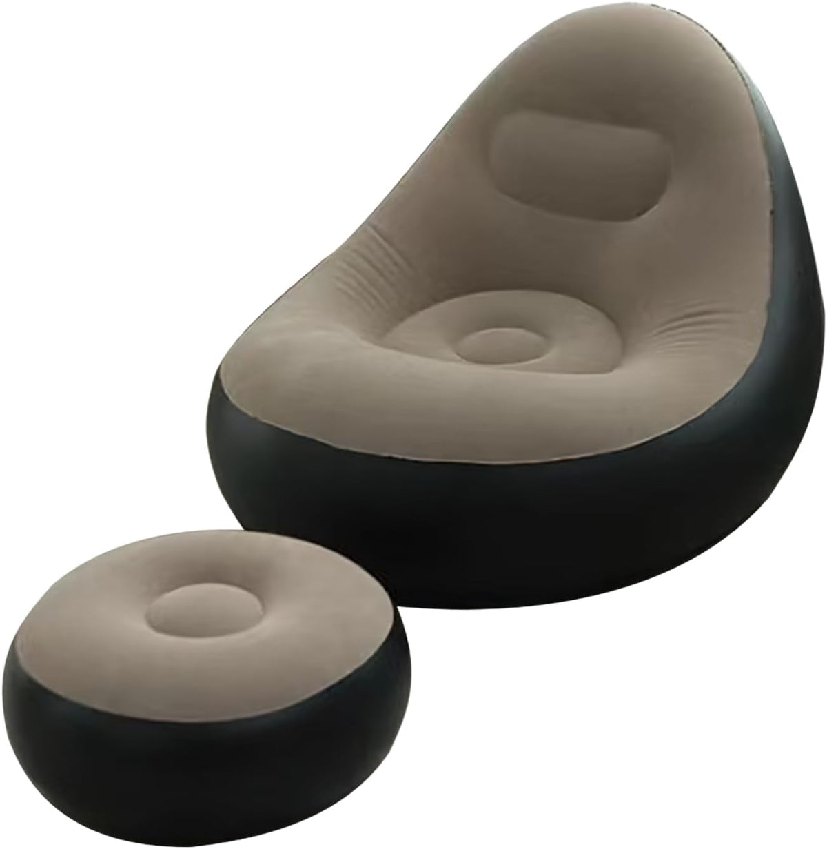 Plush Inflatable Sofa with Foot Pedals, Japanese Lazy Sofa, Thick Seat Cushion, Tatami Style (Brown)