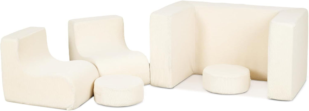VALUE BOX Kids Bean Bag Chair, Corduroy Soft Bean Bag Sofa, Foam Lounger Suitable for Kids Room and Playroom, Beige