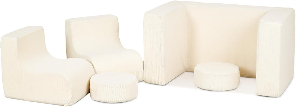 VALUE BOX Kids Bean Bag Chair, Corduroy Soft Bean Bag Sofa, Foam Lounger Suitable for Kids Room and Playroom, Beige