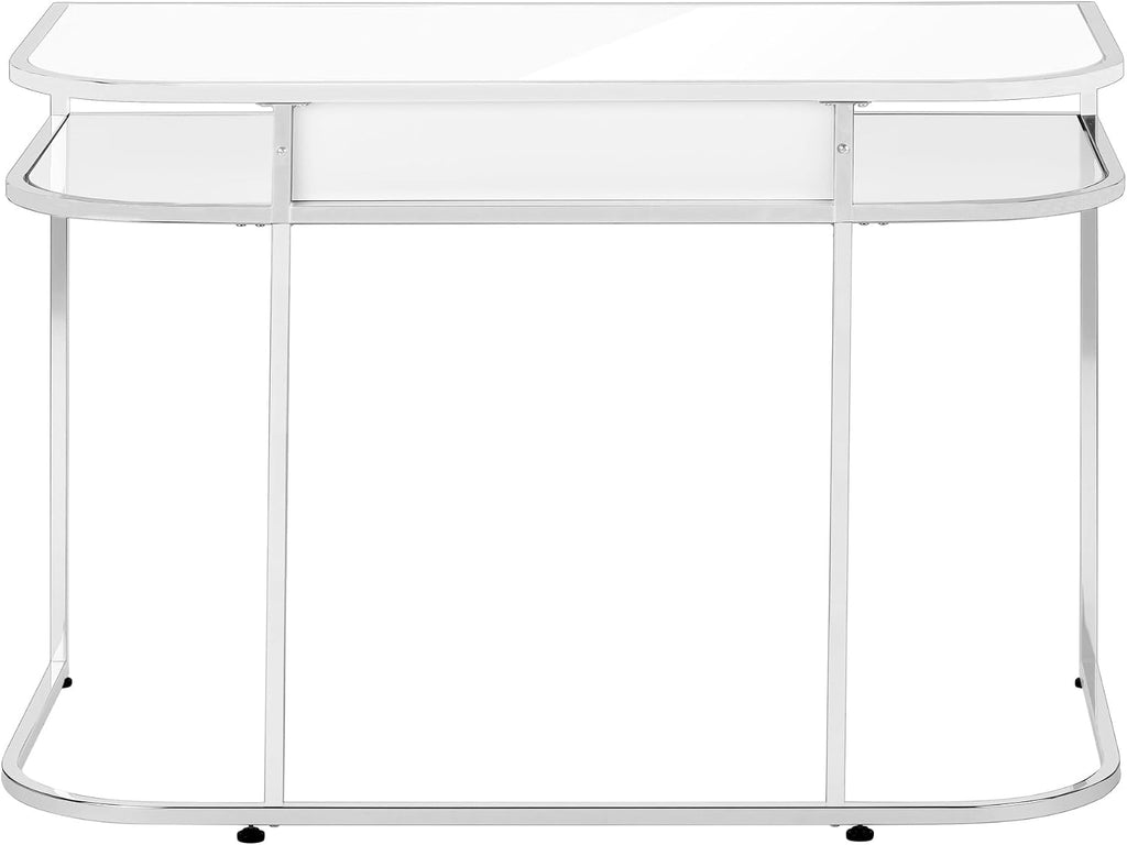 Computer Desk, Home Office, Laptop, Storage Drawers, 48" l, Work, White Laminate, Chrome Metal