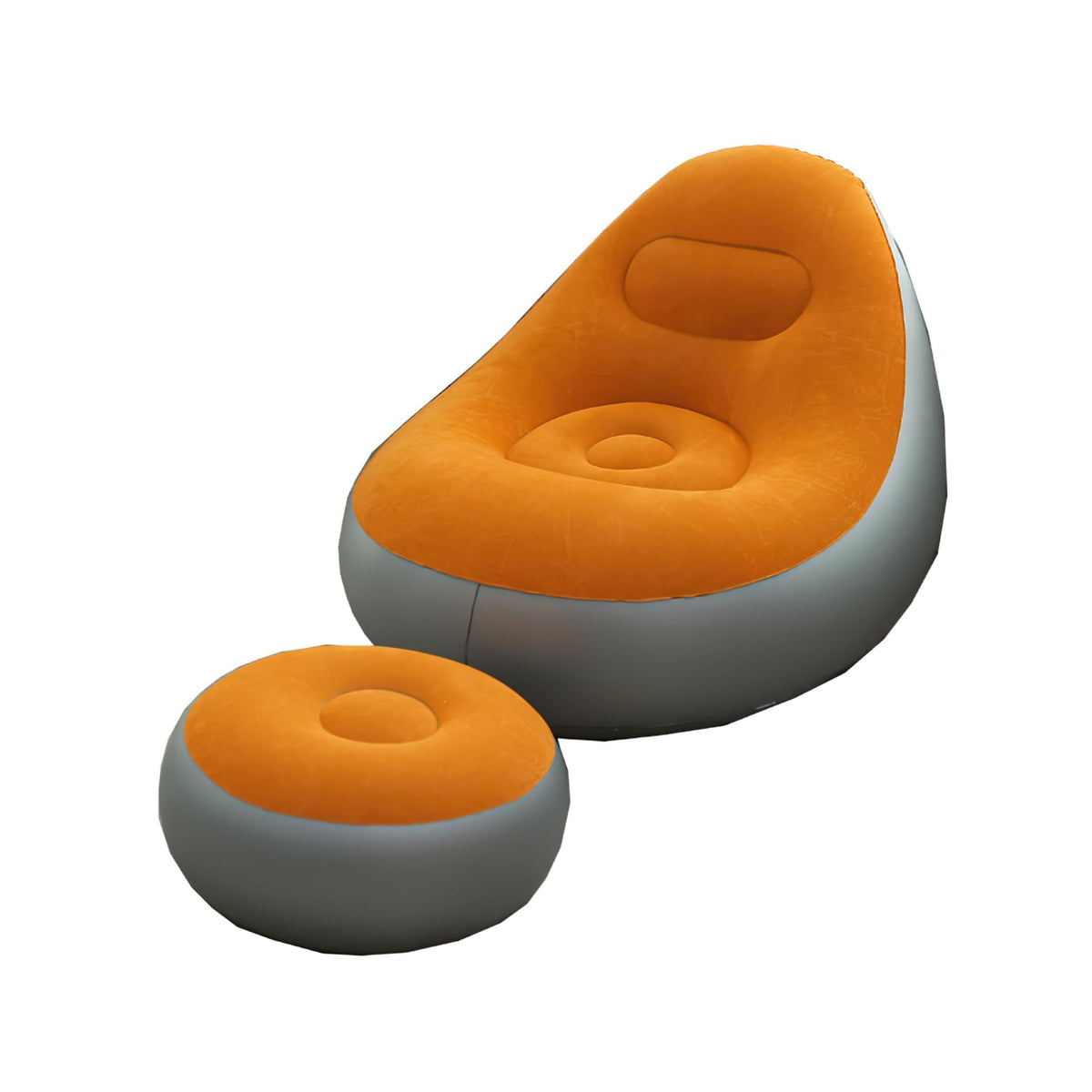Plush Inflatable Sofa with Foot Pedals, Japanese Lazy Sofa, Thick Seat Cushion, Tatami Style (Brown)