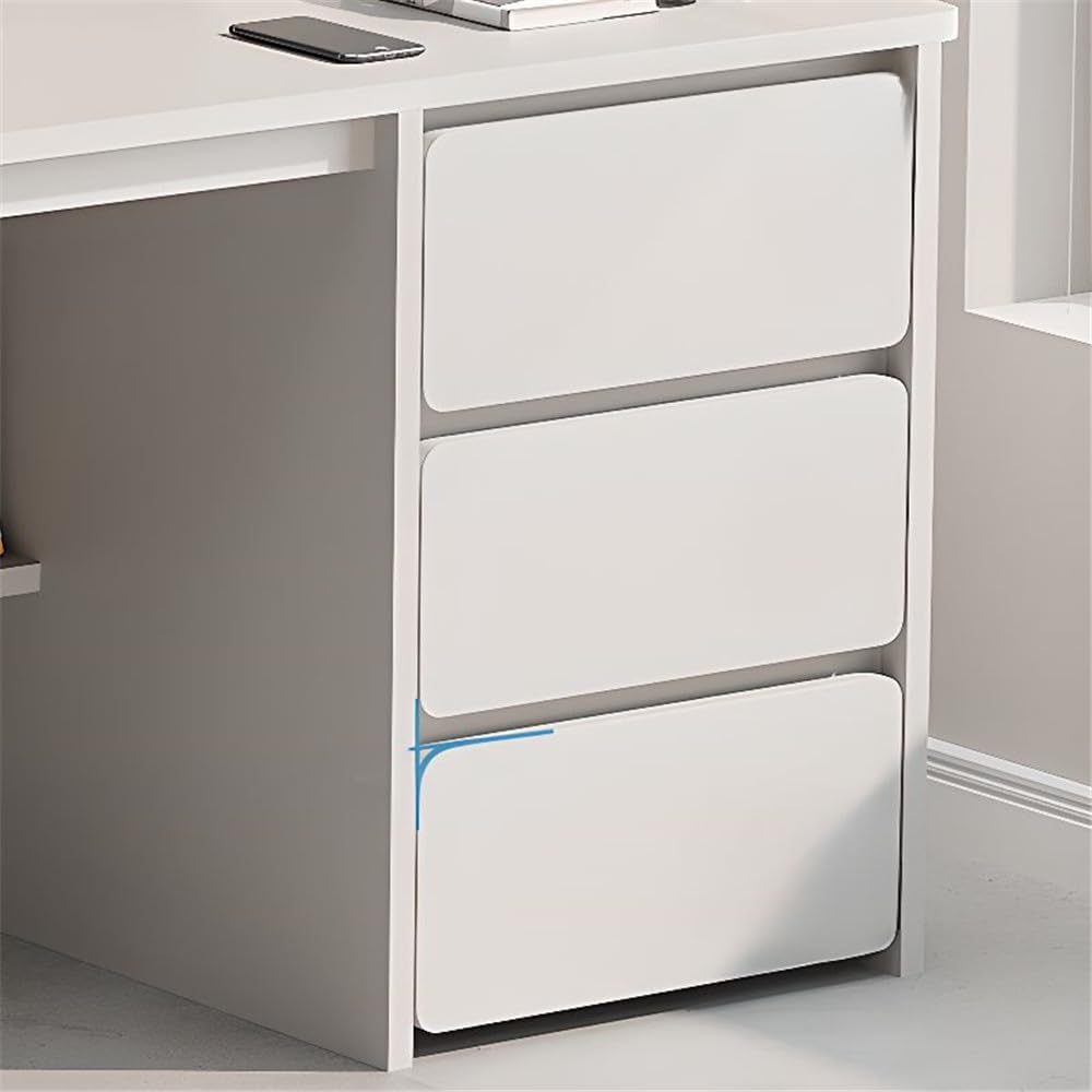 Rectangular Children's Desk Storage Table with 3 Drawers Bookshelf Modern Writing Table Shelves Work Desk PC Table Home Office Corner Study Desk -Wood 39.5" L x 19" W x 57" H