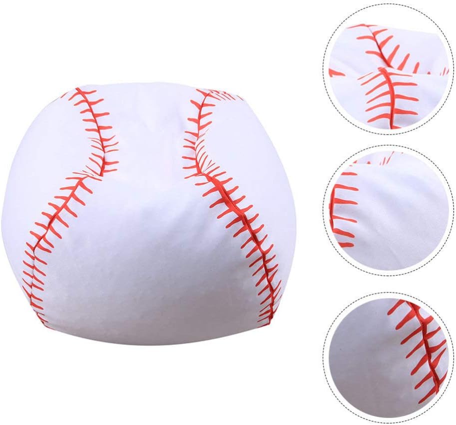 STOBOK Baseball Style Bean Bag Chair with Zipper Storage for Kids Plush Toy Organizer 17 Inch Stuffed Animal Storage and Seating for Playroom Bedroom