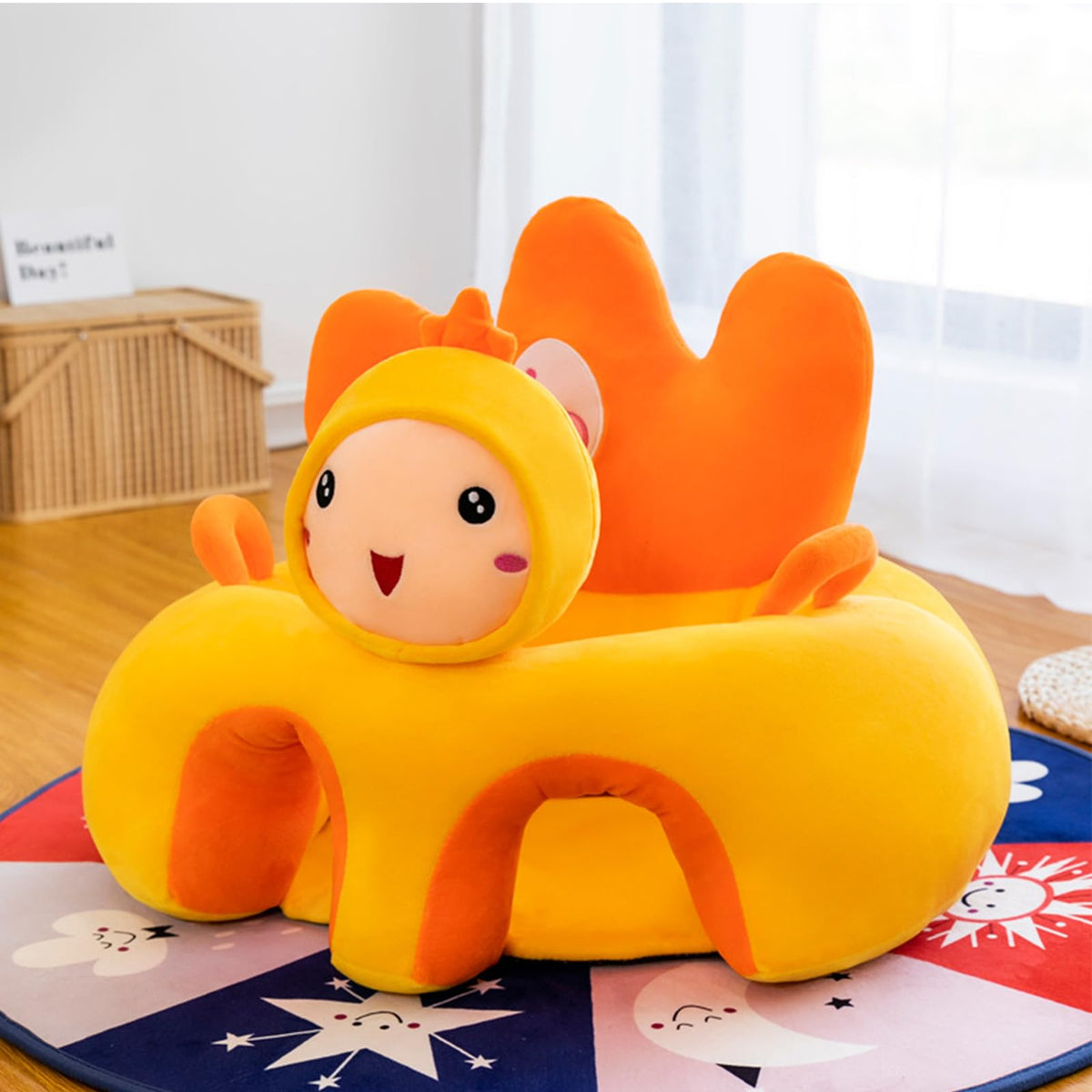 Baby Seat for Babies 3 Months & Up, Sit Me Up Floor Seat for Infants, Cartoon Back Head Support Sitting Infant Sofa, Toddler Plush Animal Shaped Learning Sitting Up Chair (Cow)