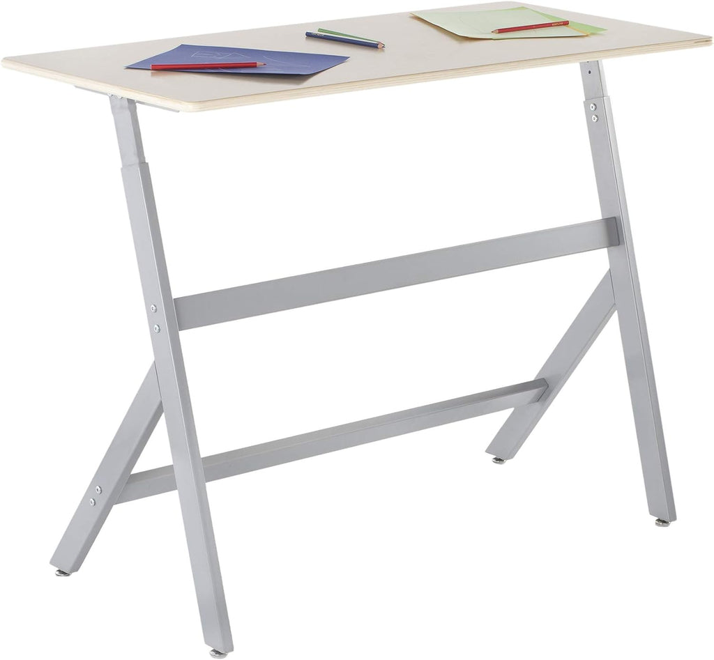 Guidecraft Standing Collaboration Desk for Kids and Adults: Adjustable Height Birch Plywood Table with Metal Legs for Home, Office, Classrooms and More