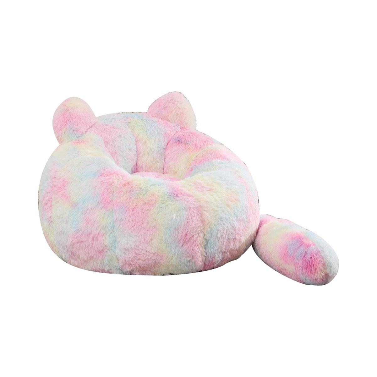 41.7 Inch Faux Fur Bean Bag Chair, Cat Shaped with Tail Pillow, Floor Sofa