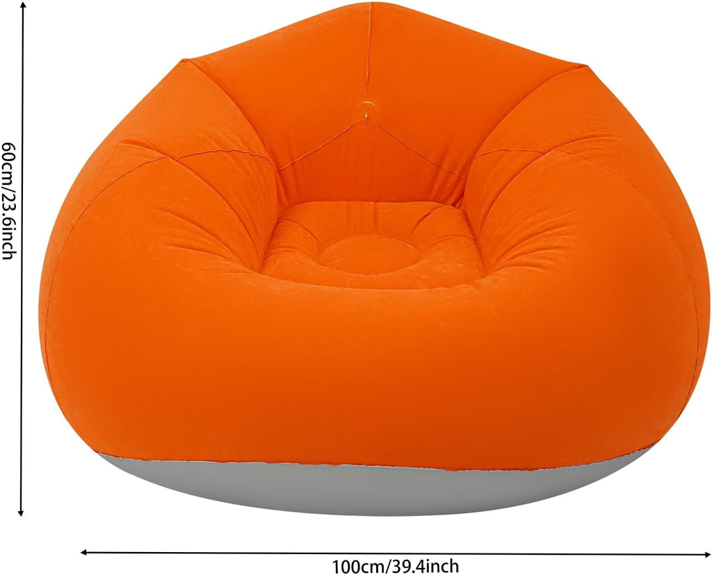 4Pcs Inflatable Chairs, 39.4x23.6in Outdoor Foldable Inflatable Lazy Sofa, Portable Inflatable Bean Bag Sofa Chairs with High-End Foot-Operated Air Pump (Orange)