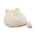 41.7 Inch Faux Fur Bean Bag Chair, Cat Shaped with Tail Pillow, Floor Sofa