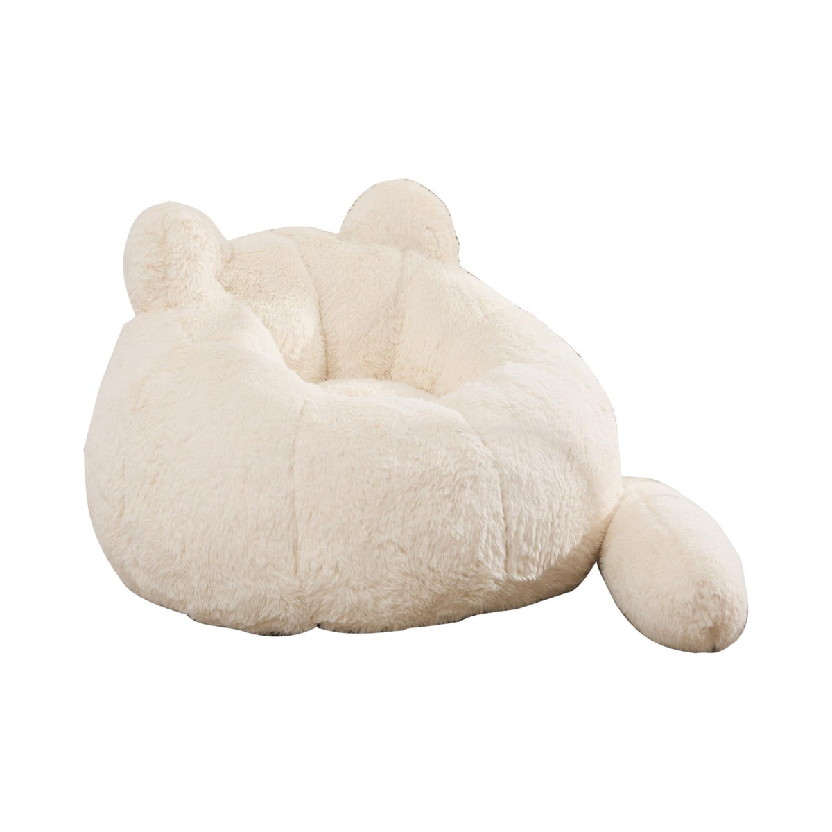 41.7 Inch Faux Fur Bean Bag Chair, Cat Shaped with Tail Pillow, Floor Sofa
