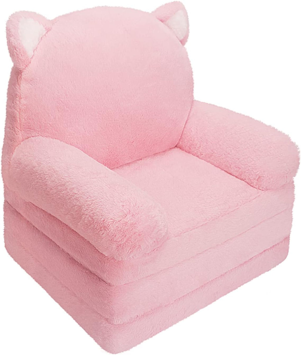 MONKISS Kids Couch, Comfy Toddler Chair, 2 in 1 Fold Out Kids Sofa