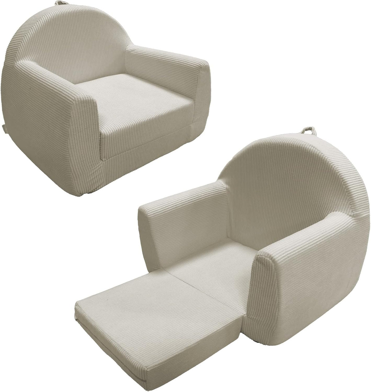 Toddler Couch, Soft Kids Couch Bed Fold Out, 2-in-1 Kids Chairs Comfy, Toddler Chairs 1-8 Years Old, Toddler Chairs Comfy, Kid Sofa Lounge Chair(100% Polyester, Beige White, 27.5"×17.7"×20.8")