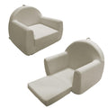 Toddler Couch, Soft Kids Couch Bed Fold Out, 2-in-1 Kids Chairs Comfy, Toddler Chairs 1-8 Years Old, Toddler Chairs Comfy, Kid Sofa Lounge Chair(100% Polyester, Beige White, 27.5"×17.7"×20.8")