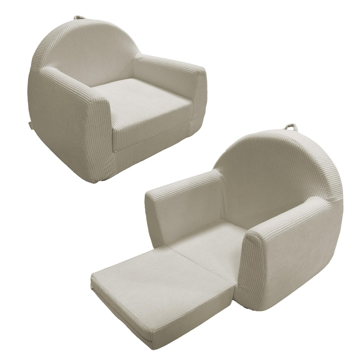Toddler Couch, Soft Kids Couch Bed Fold Out, 2-in-1 Kids Chairs Comfy, Toddler Chairs 1-8 Years Old, Toddler Chairs Comfy, Kid Sofa Lounge Chair(100% Polyester, Beige White, 27.5"×17.7"×20.8")