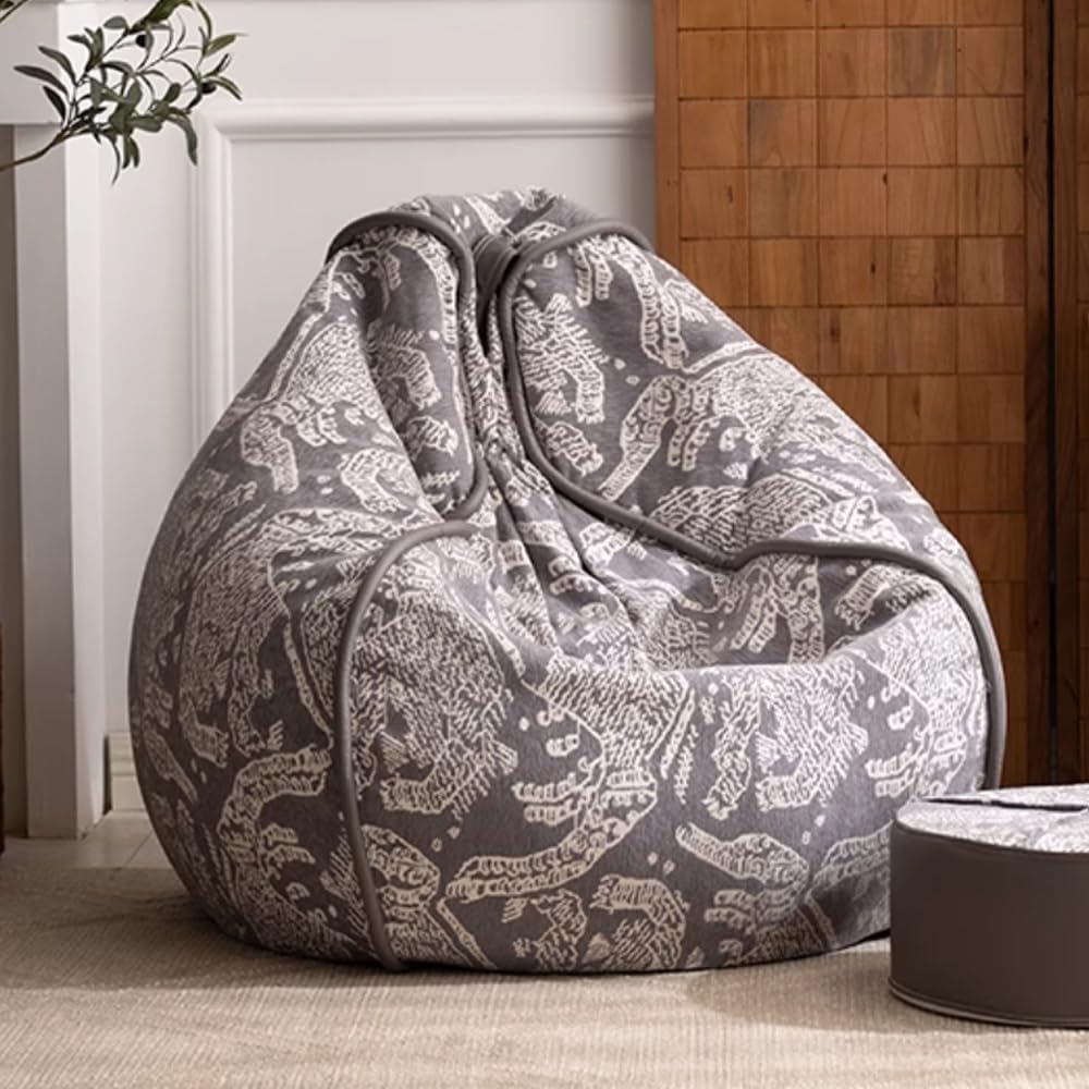 Bean Bag Chair (No Filler) Boho Rainbow Kids Bean Bag Chair-Cover Stuffed Animal Storage Bean Bag Comfy Chair Living Room Furniture Bedroom Furniture for Girls Boys Indoor Outdoor(Green,70CM)