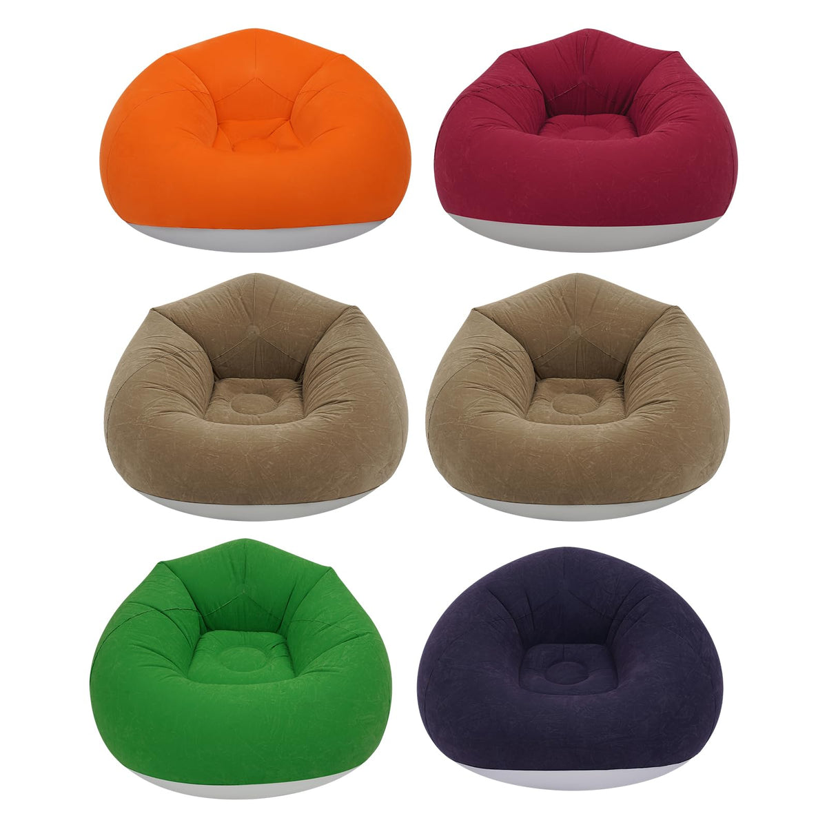 6 PCS Inflatable Chairs, Portable Inflatable Couch 330lbs Capacity Foldable Air Chairs Inflatables Deck Chair with Air Pump for Indoor Outdoor Camping (Orange)
