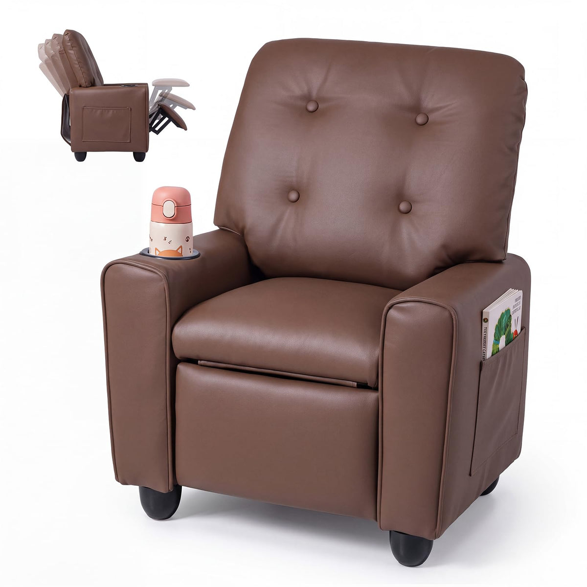 HONEY JOY Kids Recliner Chair, PU Leather Toddler Sofa for Ages 3+