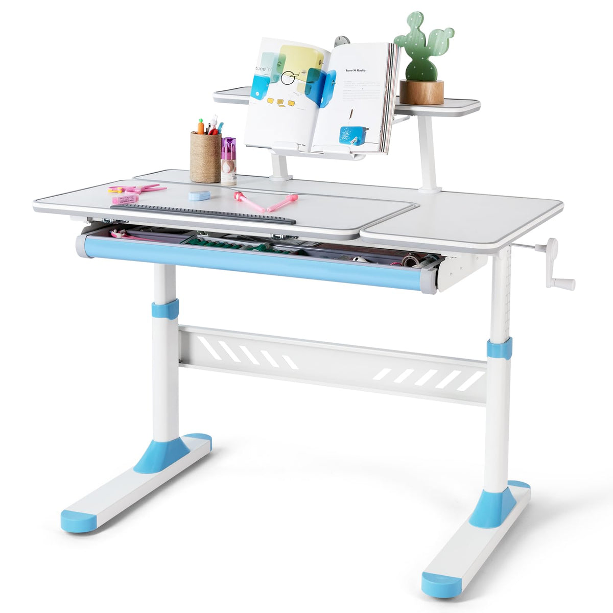 COSVALVE Adjustable Kids Desk & Ergonomic Chair Set with Drawer Bookstand