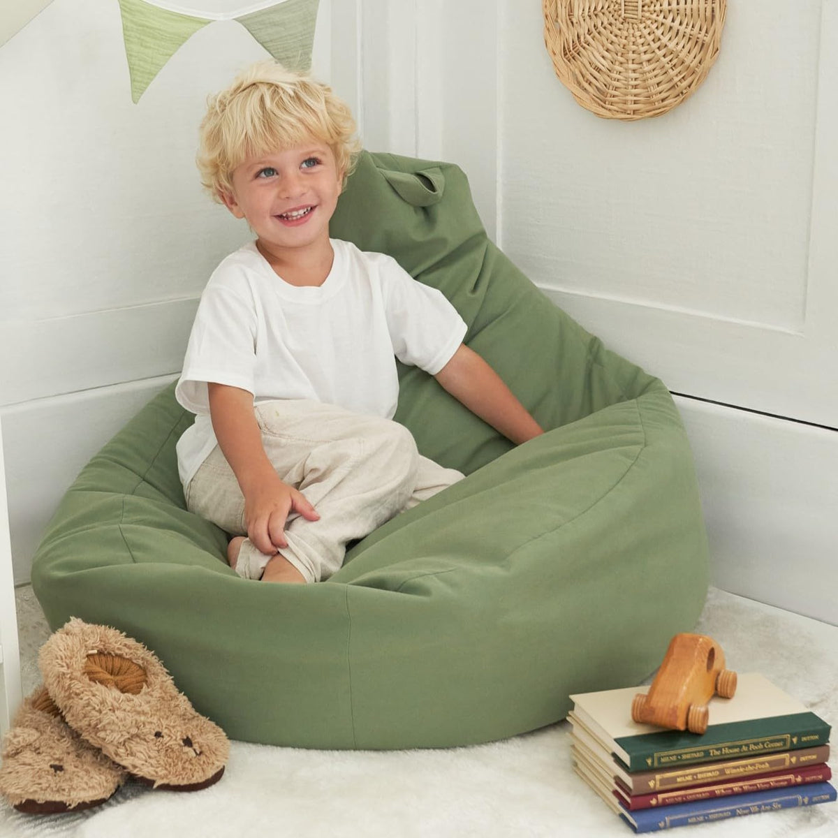 ZICOTO Stuffed Animal Storage Bean Bag Chair Cover for Kids - Cover Only