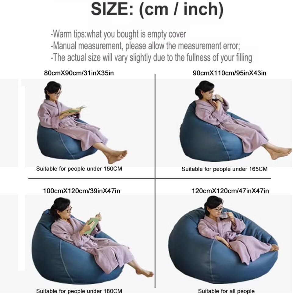 Bean Bag Chair (No Filler) Boho Rainbow Kids Bean Bag Chair-Cover Stuffed Animal Storage Bean Bag Comfy Chair Living Room Furniture Bedroom Furniture for Girls Boys Indoor Outdoor(Green,70CM)