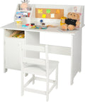 RedSwing Kids Study Desk and Chair Set, 35 Inch Writing Desk with Hutch, Cabinet, Bulletin Board, Student's Study Computer Workstation & Writing Table for Home School Use