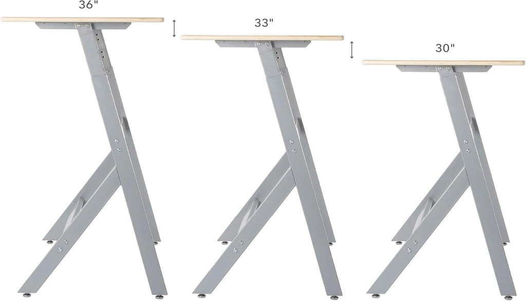 Guidecraft Standing Collaboration Desk for Kids and Adults: Adjustable Height Birch Plywood Table with Metal Legs for Home, Office, Classrooms and More